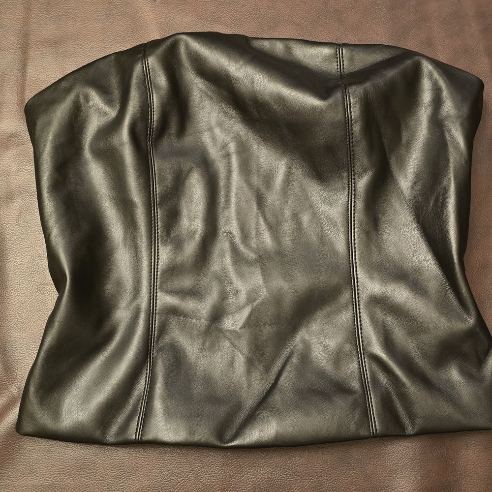 Sincerely Jules Black Leather Crop Top